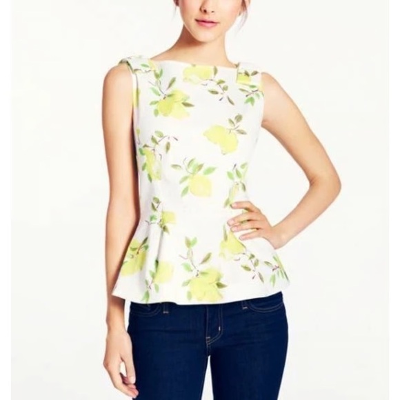 EUC Kate Spade Thalia Lemon Peplum Top size 10 - Picture 1 of 5